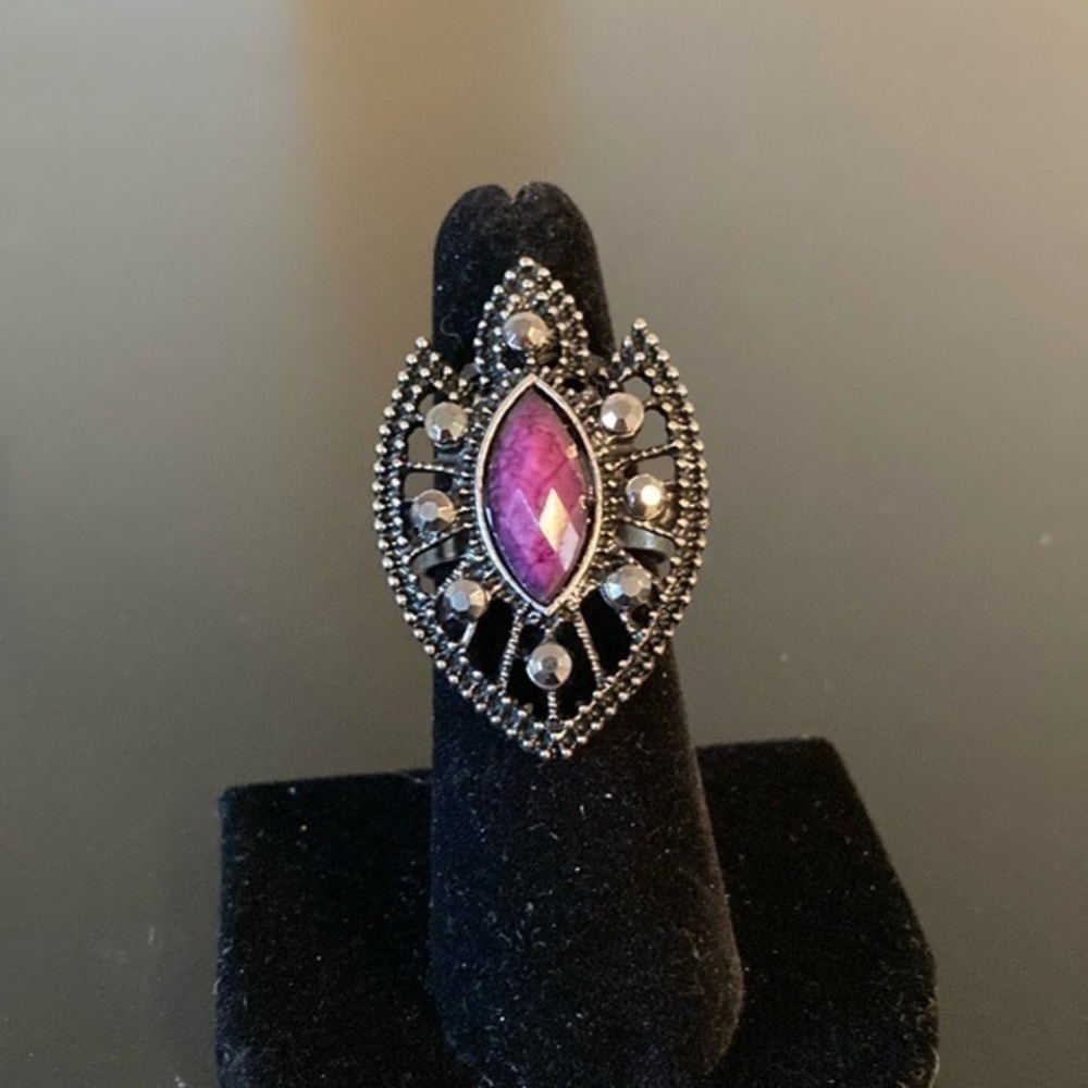 Elegant Black and Purple Statement Ring